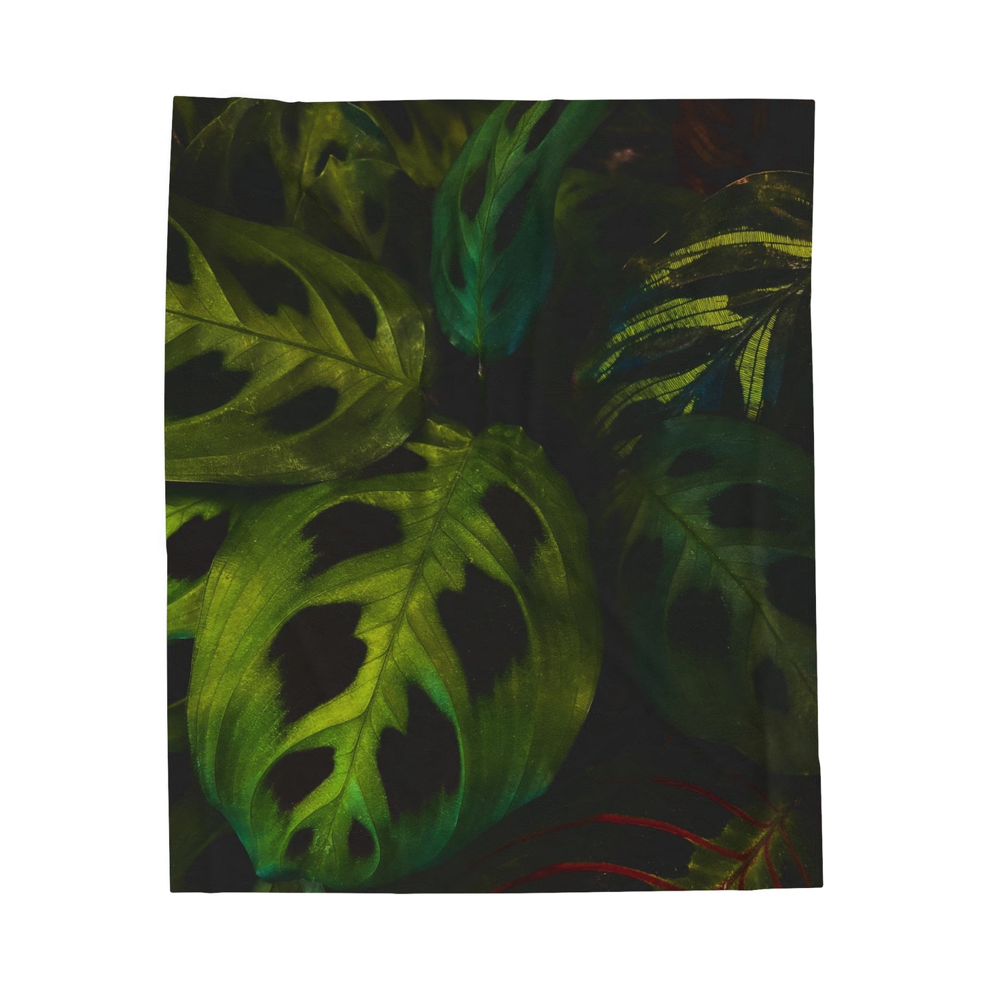 Deep Green Leaves Plush Blanket